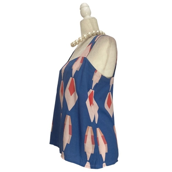 Mister Zimi Cami Tank Top in Blue Sky Aztec Zanzibar Collection Flowy Boho Shell - Picture 2 of 9